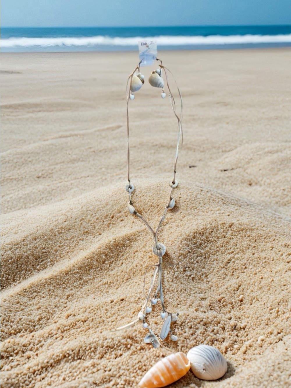 Elsie & Zoey Long Shell Pendent  Beaded Necklace And Earrings NWT